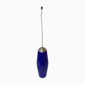 Lampe à Suspension Bleue Opaline, 1950s