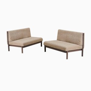 Wood & Fabric Sofas from ISA Bergamo, 1960s, Set of 2