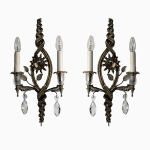 Silver Plated Maison Bagués Wall Lights, 1930s, Set of 2