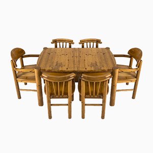 Tavolo da pranzo e sedie nello stile di Rainer Daumiller, anni '70, set di 7