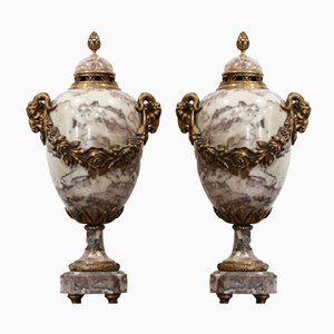 Vases à Parfum en Marbre et Bronze Doré par A. Cadoux, Set de 2