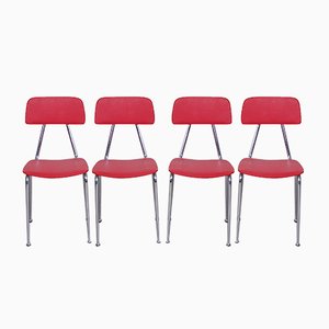 Chaises de Cuisine Vintage en Vinyle Rouge, Set de 4