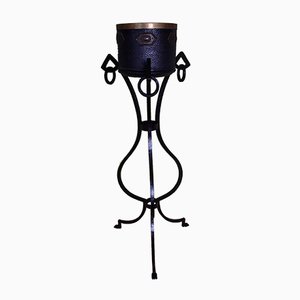 Art Deco Wrought-Iron Plant Stand with Cachepot, Set of 2