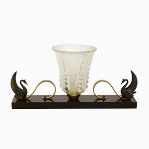 Art Deco Swans and Flared Tulip Beaded Lamp