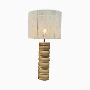 Oak Lamp by Charles Dudouyt with New Lampshade, 1940s