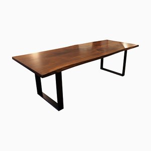 Table Plank avec Structure en Noyer et Métal Noir