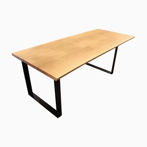 Table Plank avec Structure en Noyer et Métal Noir
