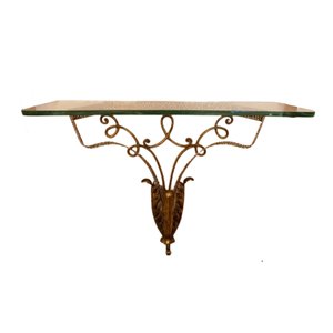 Colli Golden Wrought Iron Console Table, 1950s