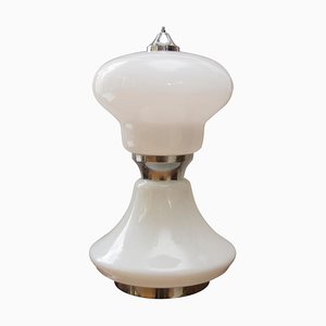 Large Italian Milky Glass Table Lamp, 1960s