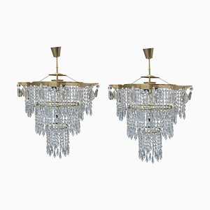 Czechoslovakian Crystal Chandeliers, 1960s, Set of 2