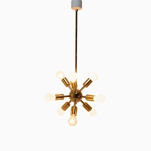 pace Age Ten Arm Brass Sputnik Chandelier, 1960s