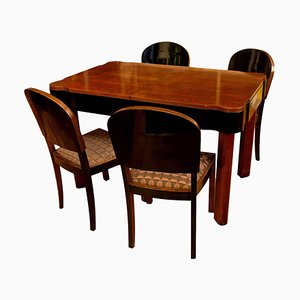 German Art Deco Oak Dining Set, 1930s, Set of 5