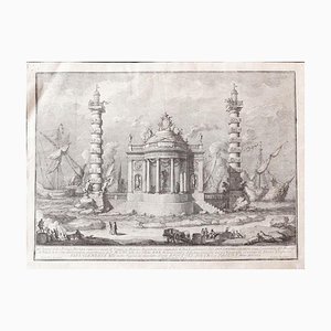 The Temple of Neptune - Original Etching by Giuseppe Vasi - Mid-18th Century