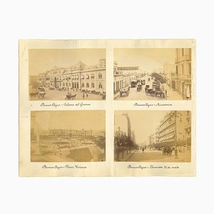 Desconocido, Vistas antiguas de Buenos Aires, Argentina, Fotos vintage, década de 1880. Juego de 4