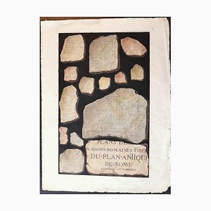 Francois Mazois - Roman Stones - Litografía original - 1880 Ca.