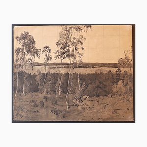 Angelina Beloff - Landscape - Original Ink and Watercolor on Paper - Mid-20th Century