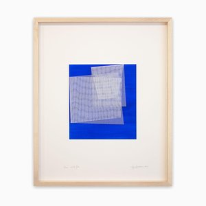 Peinture Moiré Bleu Cobalt, Abstraite, 2019, Acrylique sur papier