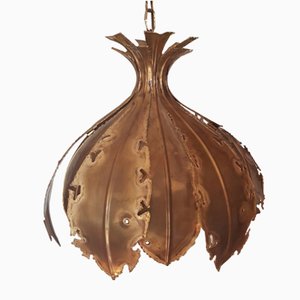 Brutalist Brass Ceiling Lamp by Svend Agne Sorensen