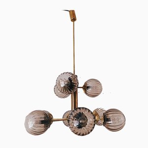 Sputnik Brass & Murano Glass Chandelier