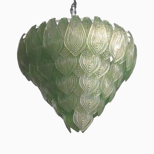 Italian Art Deco Green Murano Art Glass Chandelier, 1990s