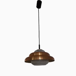 Lampada da soffitto vintage con paralume in rame, anni '70