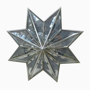 Nickel-Plated and Glass Faceted Ceiling Light, 1970s