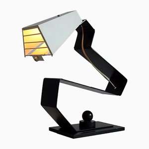 Lámpara de mesita de noche o escritorio Mid-Century moderna en blanco y negro