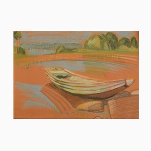 Robert Hancock, Finland, Oil Crayon on Paper, Modernist Landscape