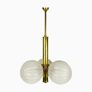 Mid-Century Golden 3-Arm Space Age Chandelier from Kaiser, 1960s, Germany