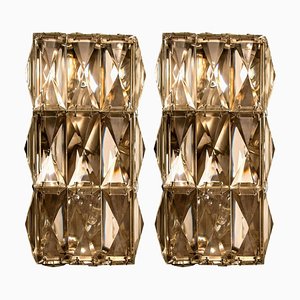 Palwa Wall Light Fixtures in Chrome-Plated Crystal Glass, 1970s, Set of 2