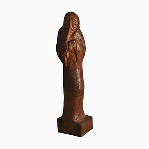 Saint Genevieve Wooden Sculpture by Otto Bülow, Denmark, 1940s