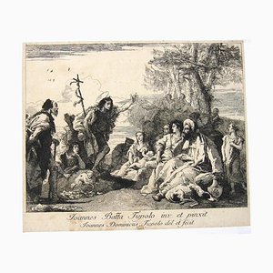 Giovanni Domenico Tiepolo - The Preaching of St. John the Baptist - Etching by Tiepolo - 18th Century