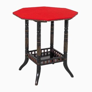 Table d'Appoint Octogonale Mouvement Esthétique avec Rouge Baize