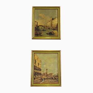 Canvas Landscape Darstellung von Venedig, 1960er, 2er Set
