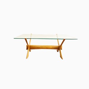 Mesa de centro danesa Mid-Century de caoba y vidrio de Illum Wikkelsø para Christiansen Silkeborg, años 60