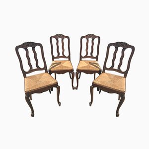 Chaises de Salon Style Louis XV en Chêne, 1940s, Set de 4