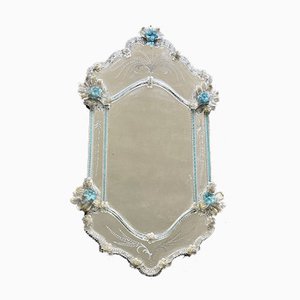 Espejo veneciano grande de cristal de Murano, años 60