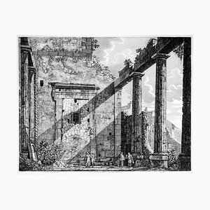 Luigi Rossini, Interno del Pronao del Tempio, Etching, 1825