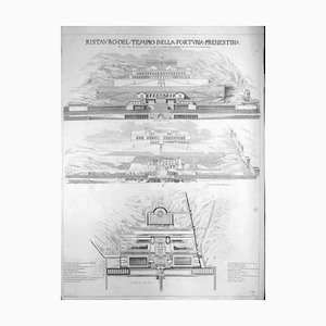 Luigi Rossini, Ristauro del Tempio della Fortuna Prenestina, Etching, 1826