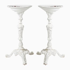 Victorian Cast Iron Torchere Plant Stands, Set of 2