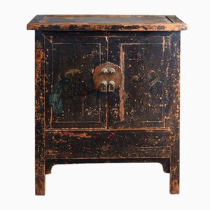 Antique Black Lacquered Side Cabinet