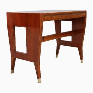 Small Vintage Walnut Desk with Laminated Top & Brass Tips by Gio Ponti