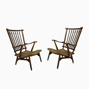 Set de Fauteuils à Dossier Haut Vintage en Hêtre de De Ster Gelderland, 1950s