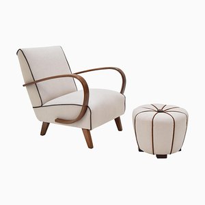 Armchair and Ottoman by Jindrich Halabala, 1950s, Set of 2