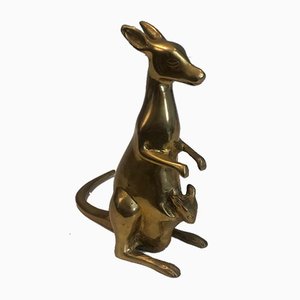 Small French Brass Kangaroo Figurine, 1970s