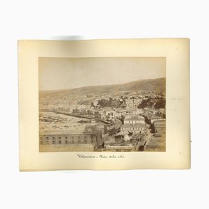 Vista desconocida de Valparaíso Chile, foto vintage original, década de 1880