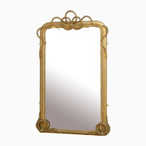 Espejo de pared victoriano de madera dorada