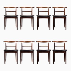 Rosewood and Black Leather Model 465 Chairs by Helge Sibast for Sibast, Set of 8