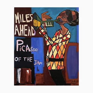 Richard Boigeol, Miles Ahead, 2016, Oil and Paper Collage on Canvas