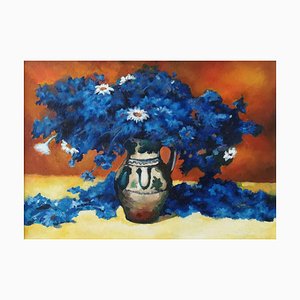 DIana Torje, Blue Flowers, 2018, Oil on Canvas